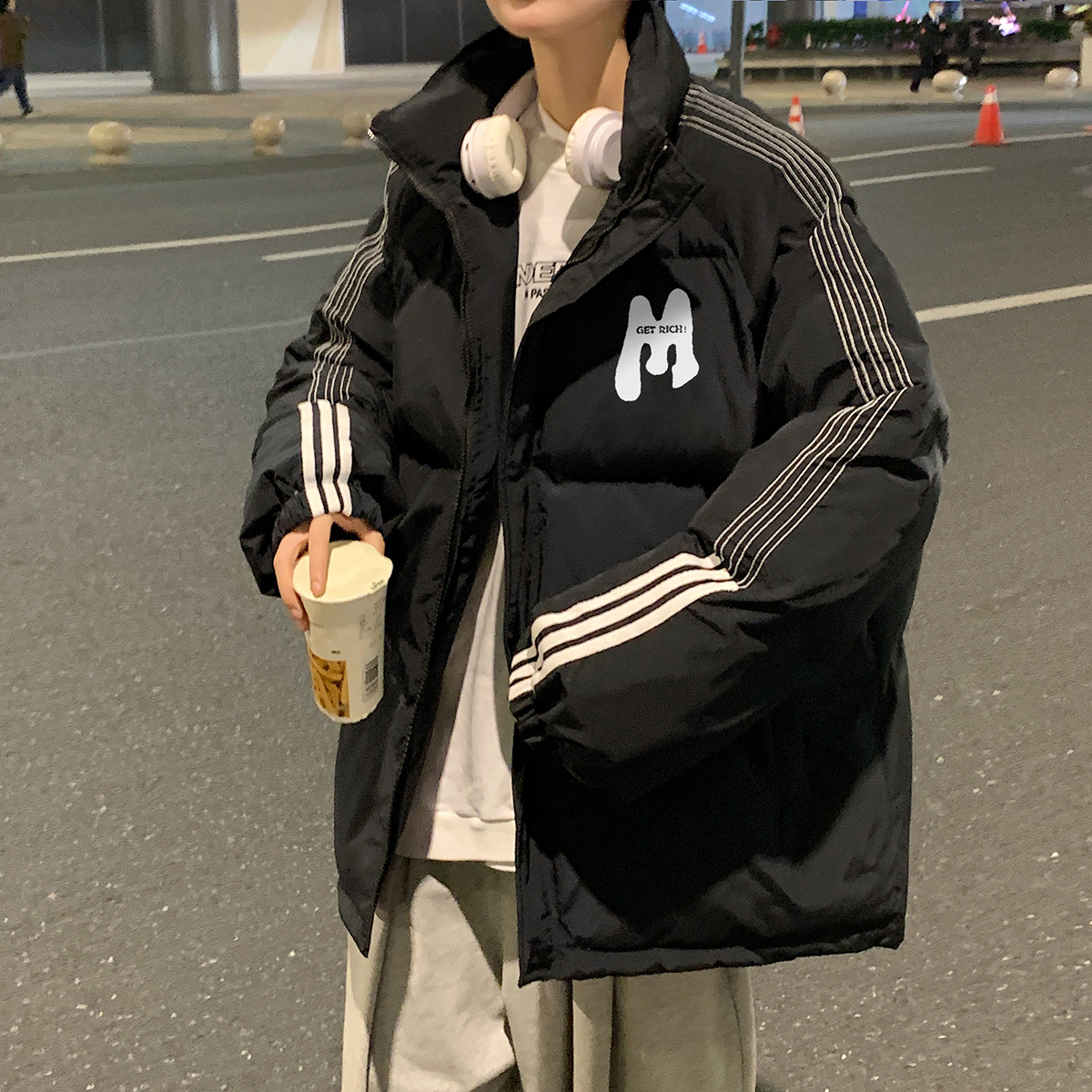冬季高档羽绒服2023年新款男士休闲宽松立领加厚保暖外套冬装上衣