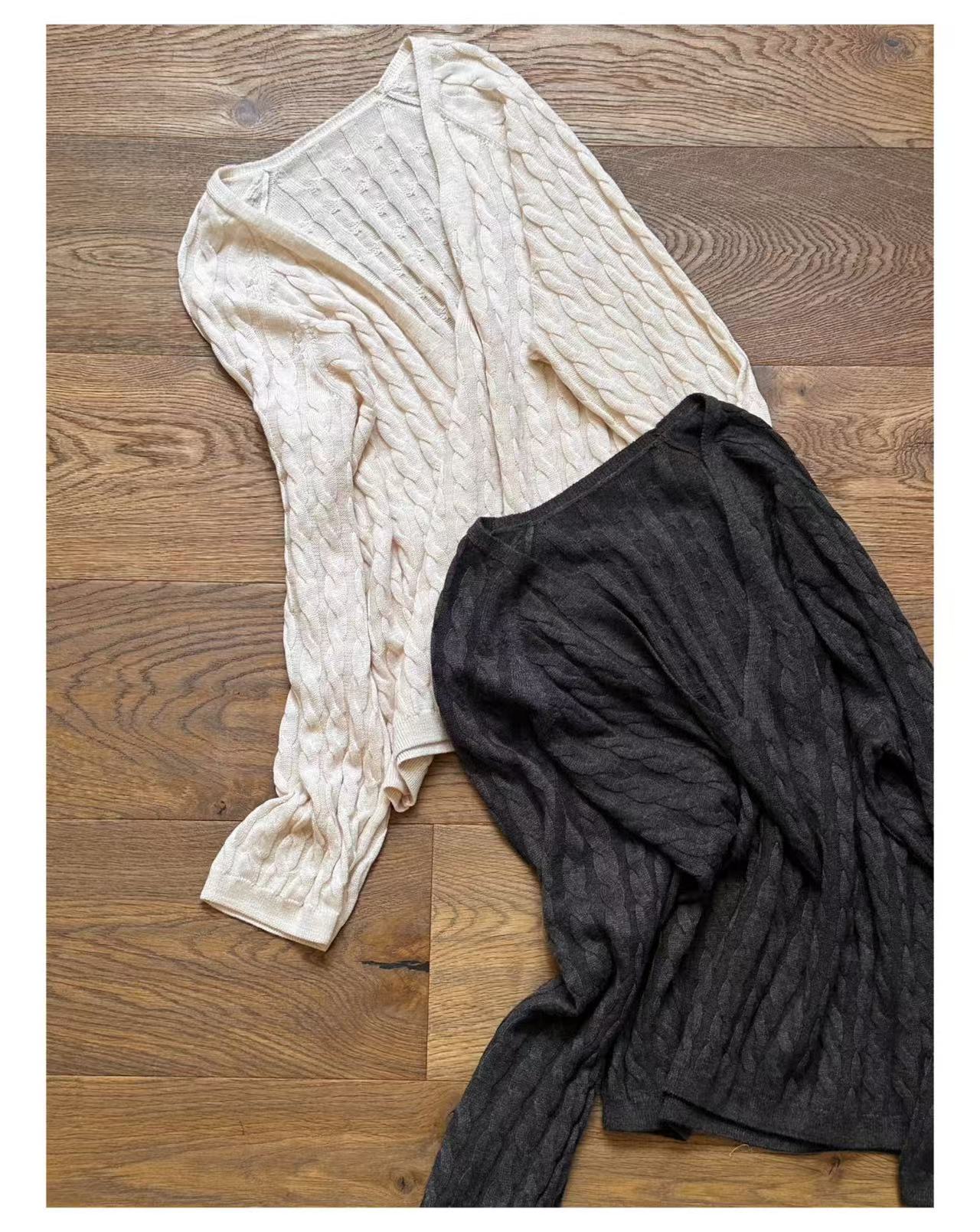 【mis金金】ED麻花V领毛衣绞花毛衣