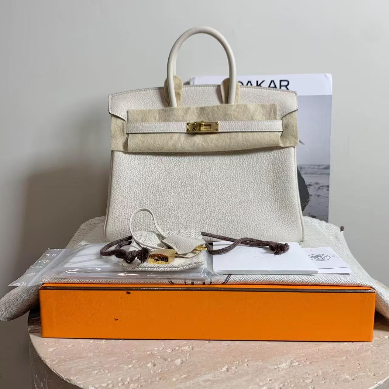 全新未使用 Hermes/爱马仕 壹臻/奶昔白金扣birkin25  36214149