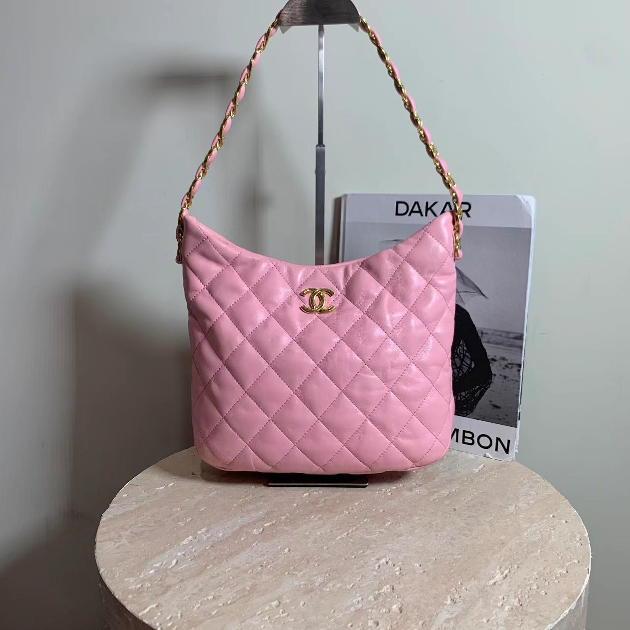 99新 Chanel/香奈儿 壹臻/22K 粉色hobo腋下包/14700442