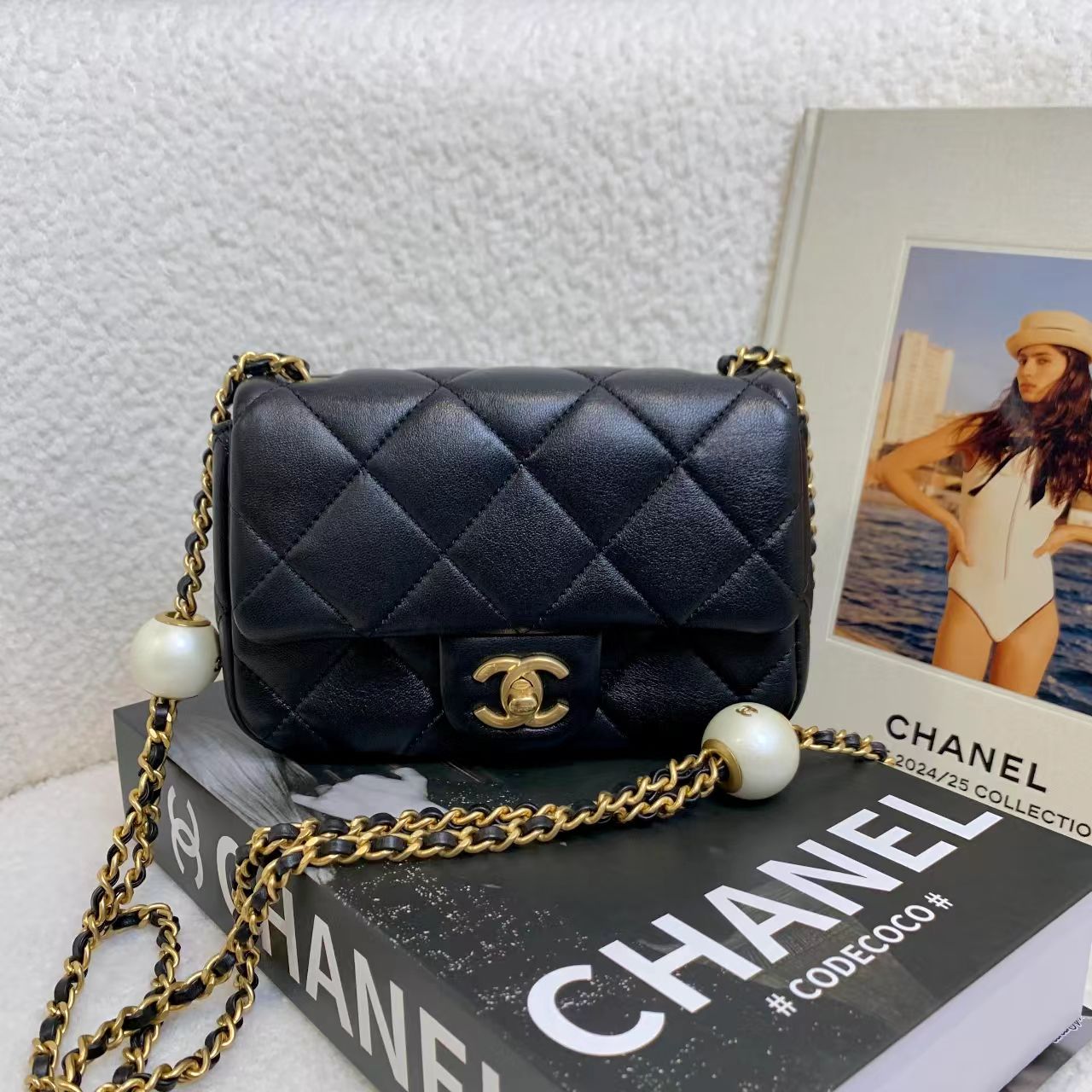 99新 Chanel/香奈儿 壹臻/定 24S黑金羊汤圆大mini 41158771