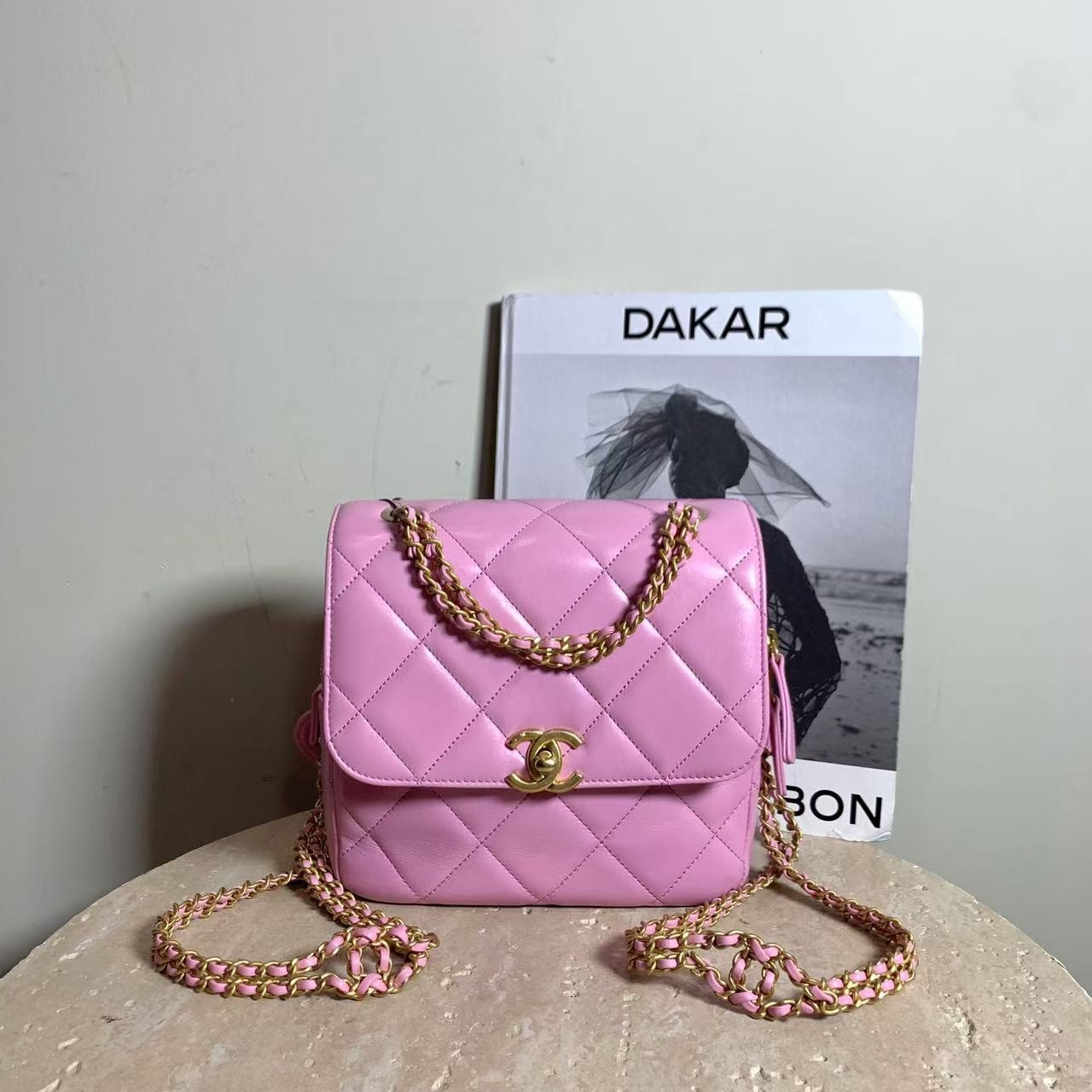 99新 Chanel/香奈儿 壹臻/23P锦葵紫羊皮ado 双肩包 75149016