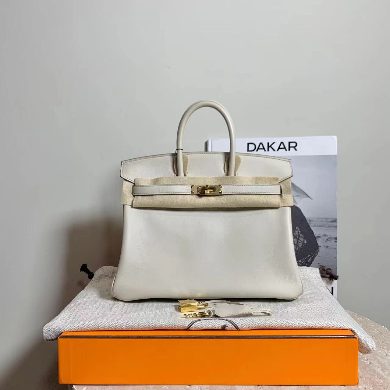 99新 Hermes/爱马仕 定金壹臻/冰川白金扣birkin25D刻 42252316