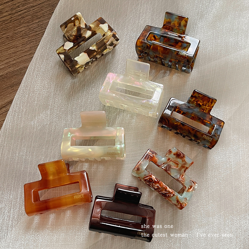 法式方形醋酸抓夹后脑勺盘发鲨鱼夹女中号头发夹子新款头饰发卡子