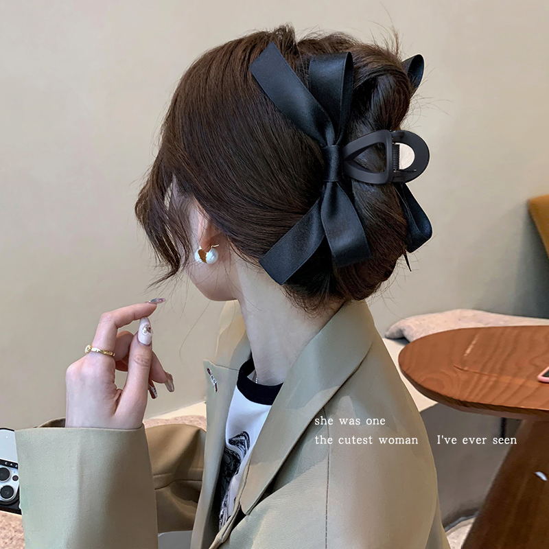 超大号黑色蝴蝶结发夹女网红鲨鱼夹后脑勺盘发抓夹洋气头饰品发卡