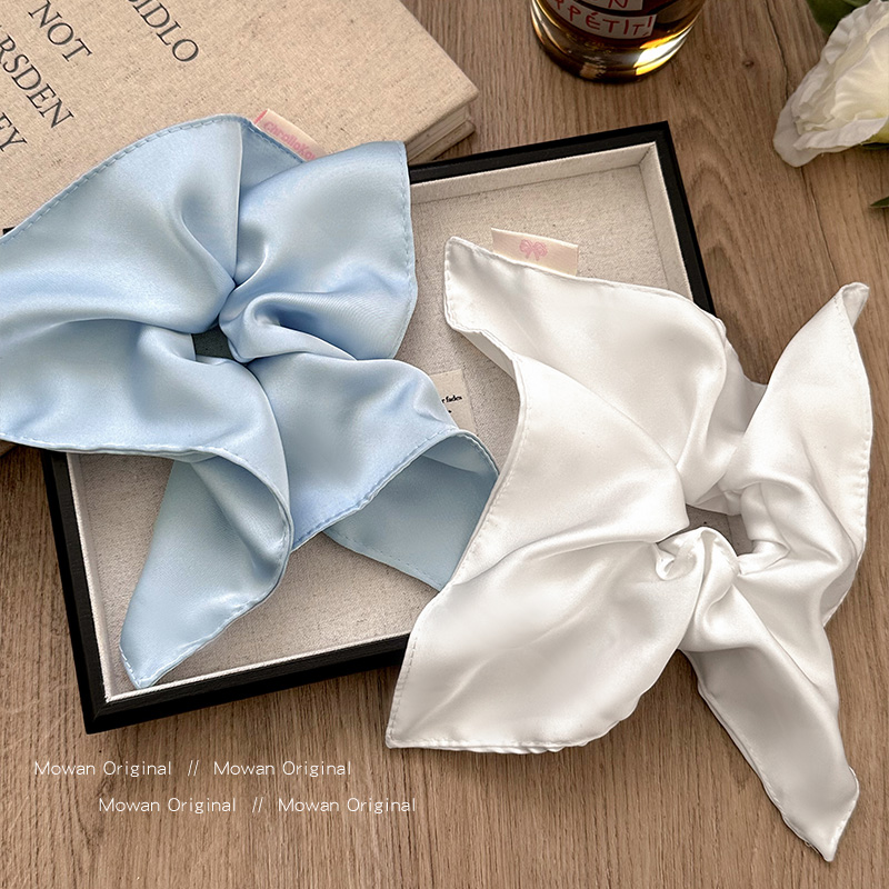 露思同款纯色缎面方巾大肠发圈女温柔高级感头绳头饰扎低马尾发绳