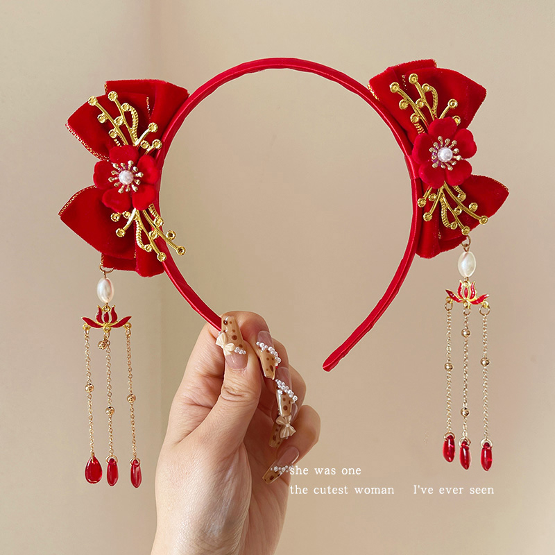 儿童中国风蝴蝶结发箍宝宝过年头箍女孩唐装汉服发饰发夹古装头饰