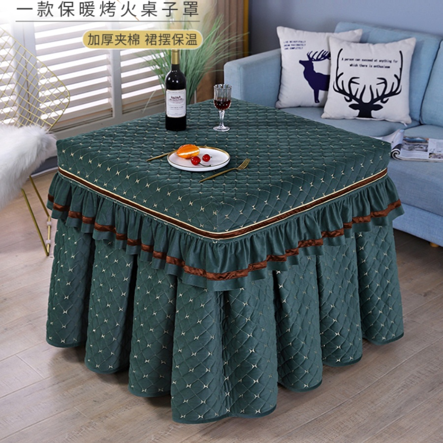 正方形冬季加绒加厚电炉罩烤火桌子罩套新款麻将机烤火围罩烤火罩