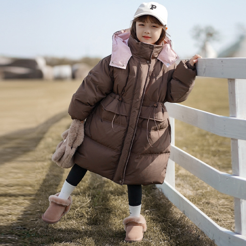 女童羽绒服冬装2023新款小女孩中长款洋气冬季加厚白鸭绒儿童衣服