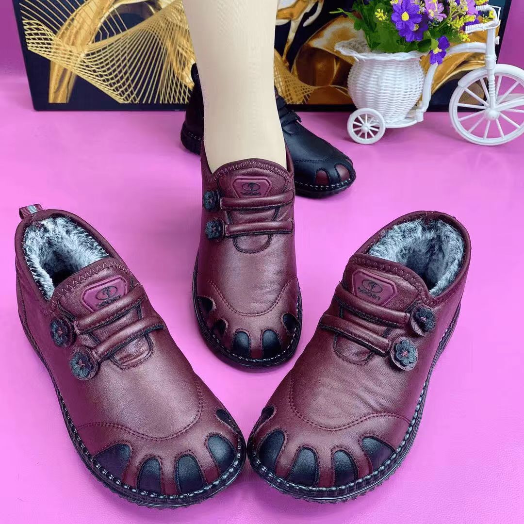 中老年人女士短靴棉鞋女冬季新款软底软面加厚毛平底保暖妈妈鞋商品图