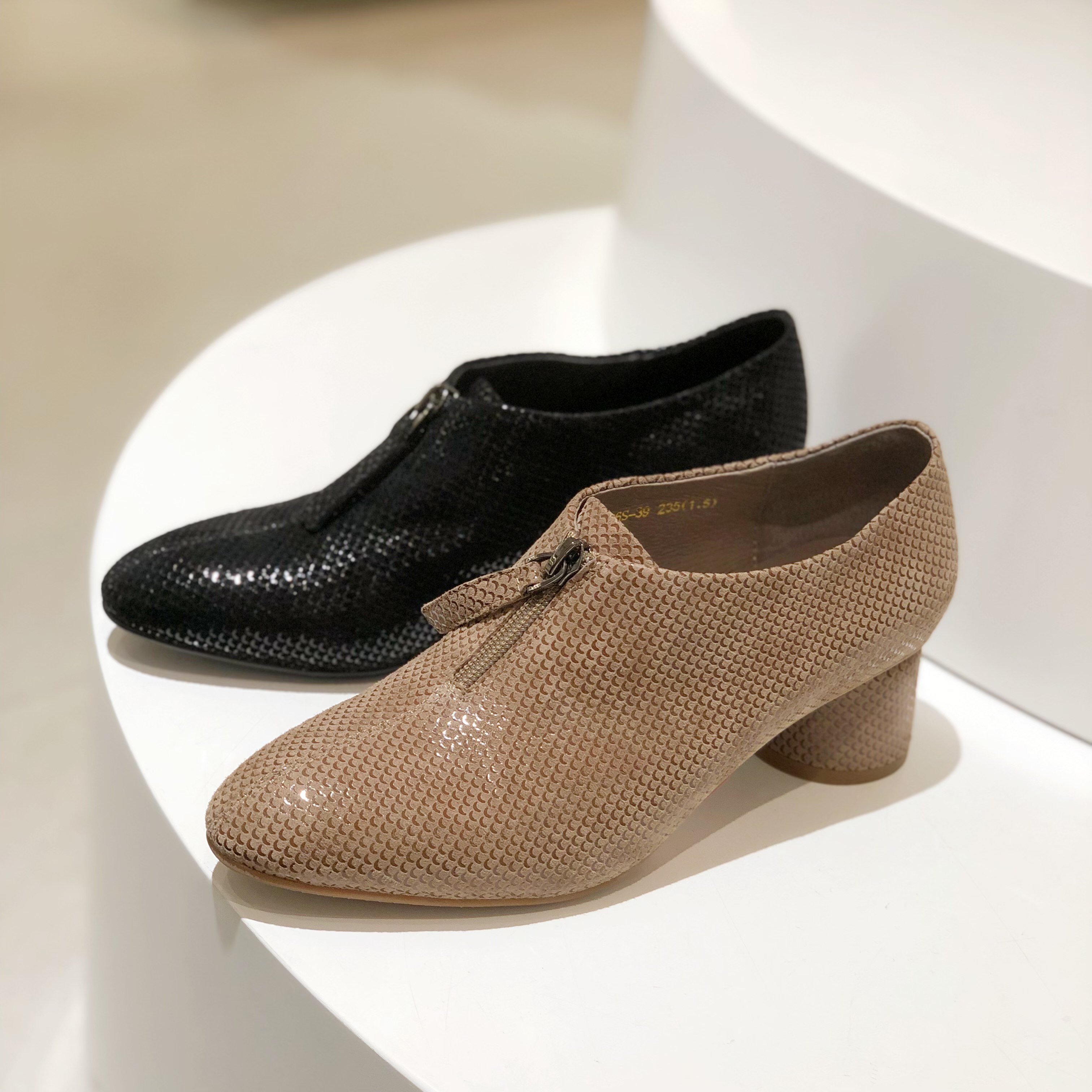 新品 圆头深口单鞋拉链高跟鞋JK2286-39