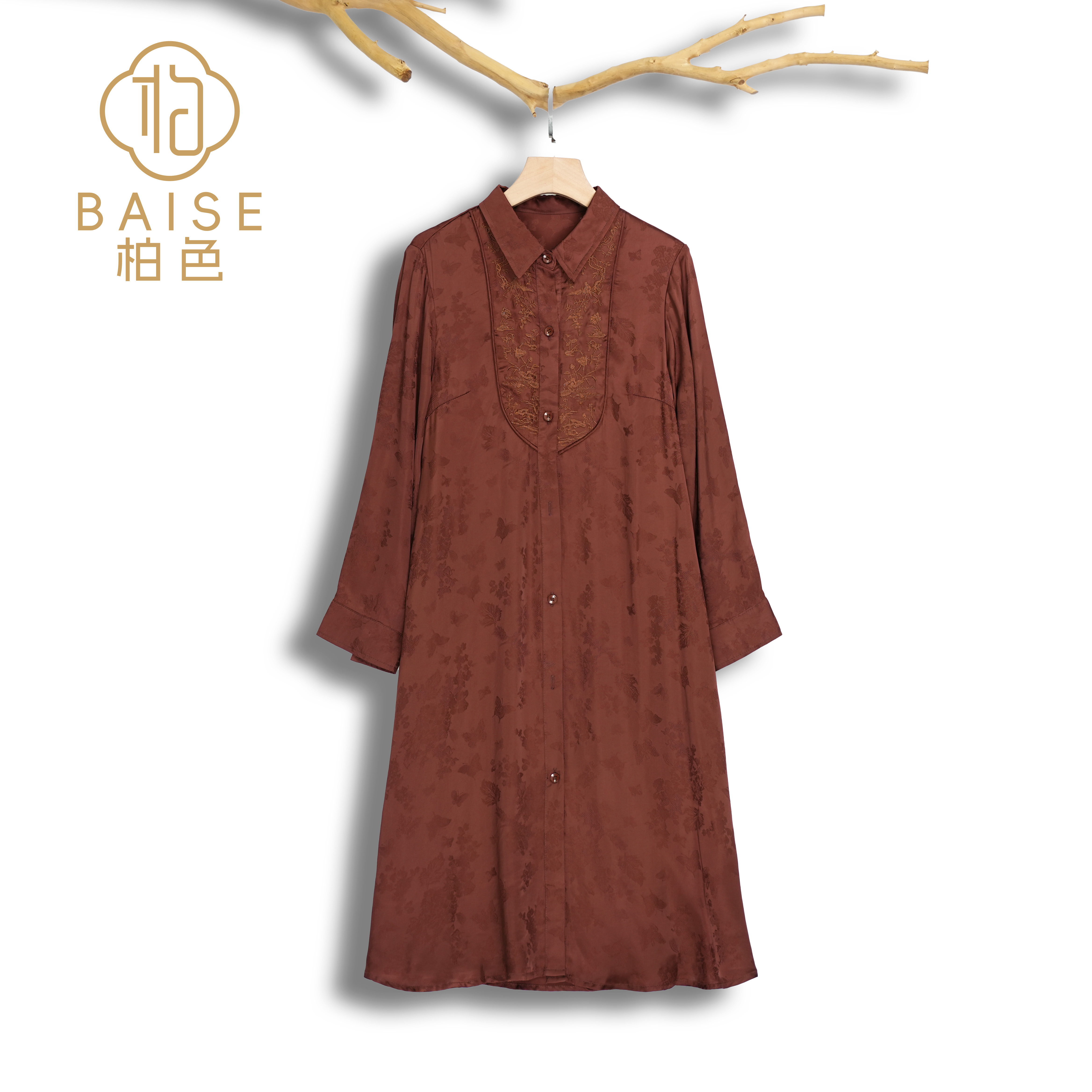 中式连衣裙传统改良重工绣花春季女装宽松连衣裙1221