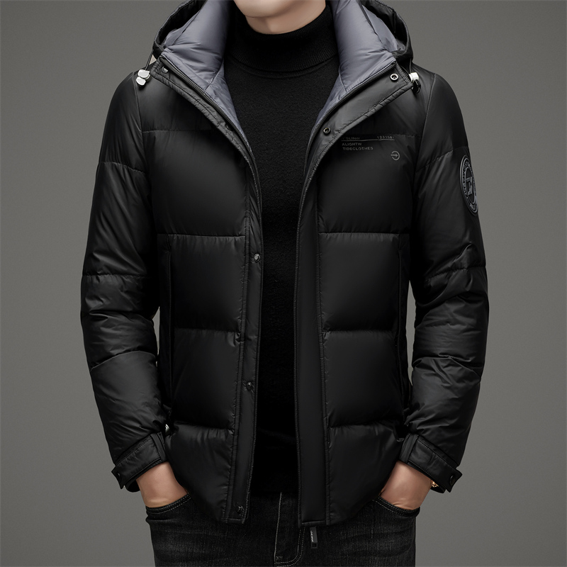 波司登连帽羽绒服男冬季2023款爸爸装白鸭绒保暖休闲简约男士外套