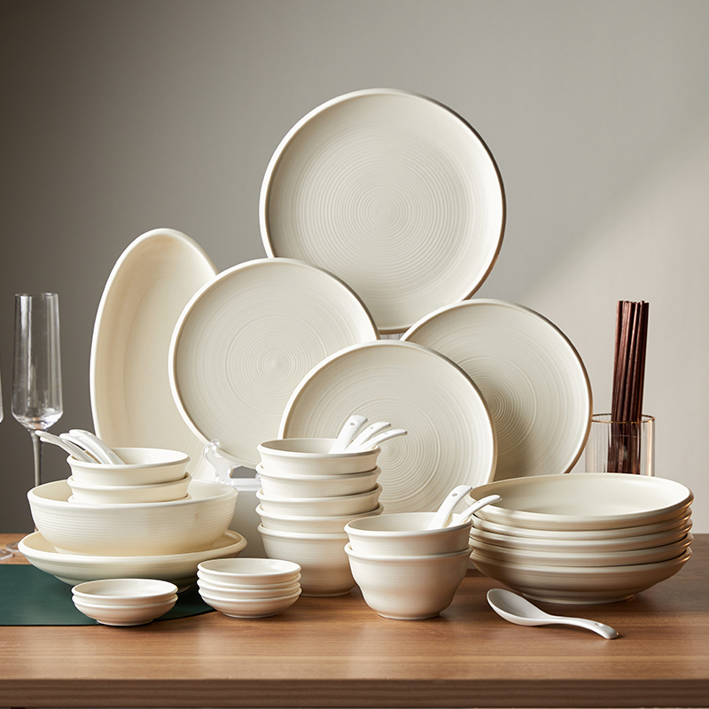 即物【48件+3件】家庭餐具碗具套装家用厨房餐具全套高颜值餐具套装