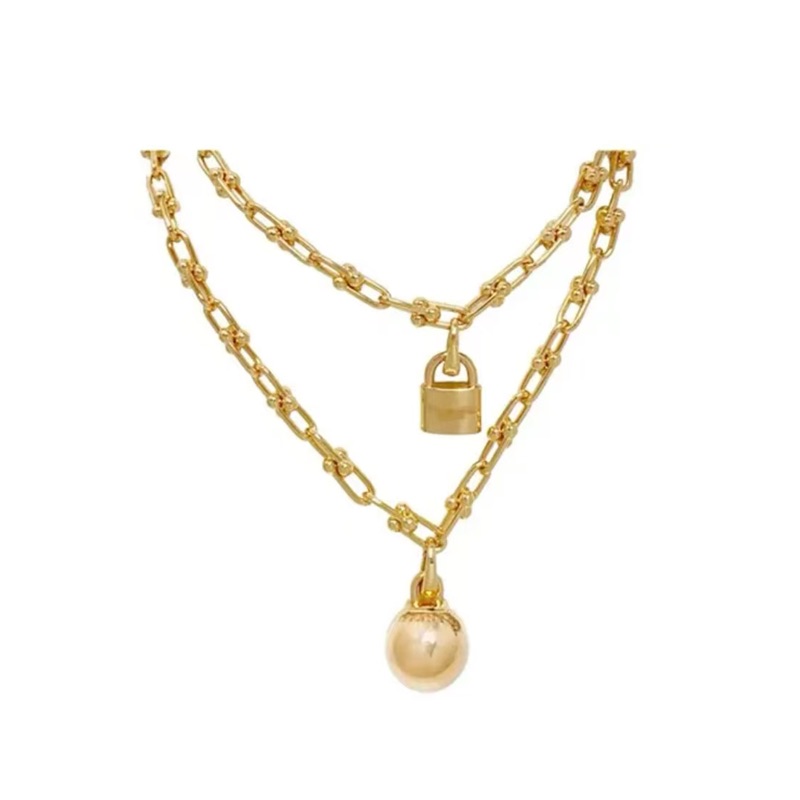 FXM/梓珊 合金项链 马蹄扣圆球锁项链  ZF-B228