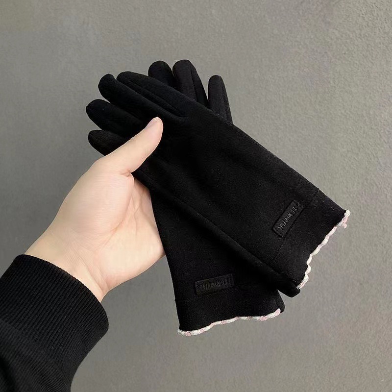 手套女冬加绒保暖韩版可爱触屏手套骑行开车厂家批发滑雪德绒手套