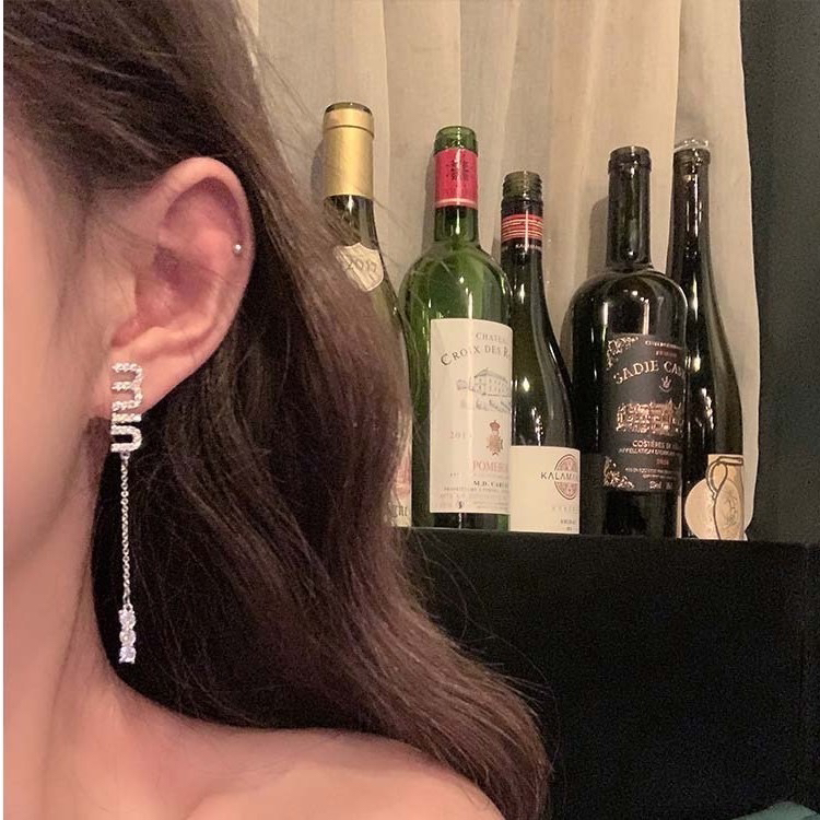 铜合金耳饰 精致个性韩版设计感经典长款m家字母长耳线耳环E75