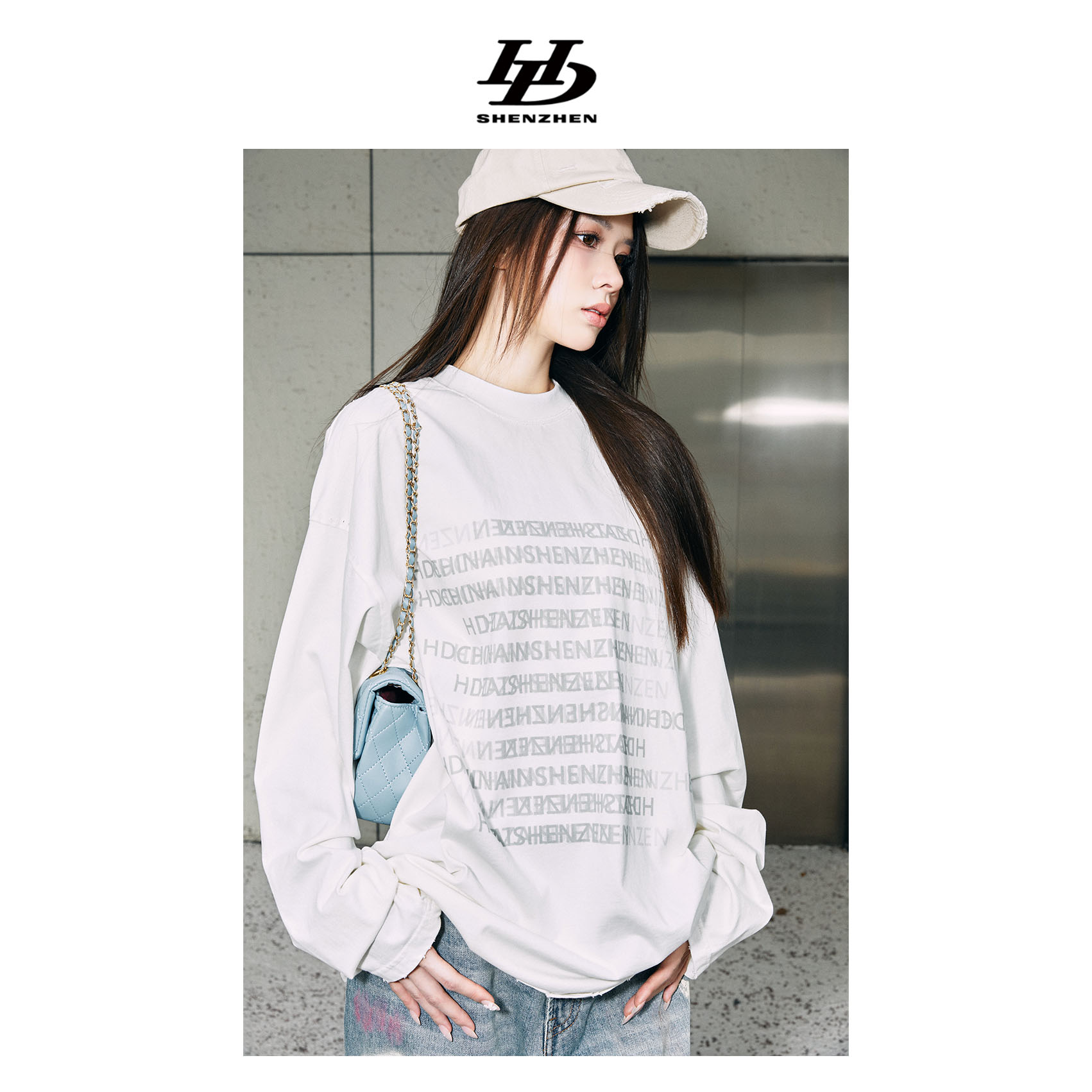 HDCHINA「SZ」新款300克休闲男装宽松长袖圆领T恤运动男装