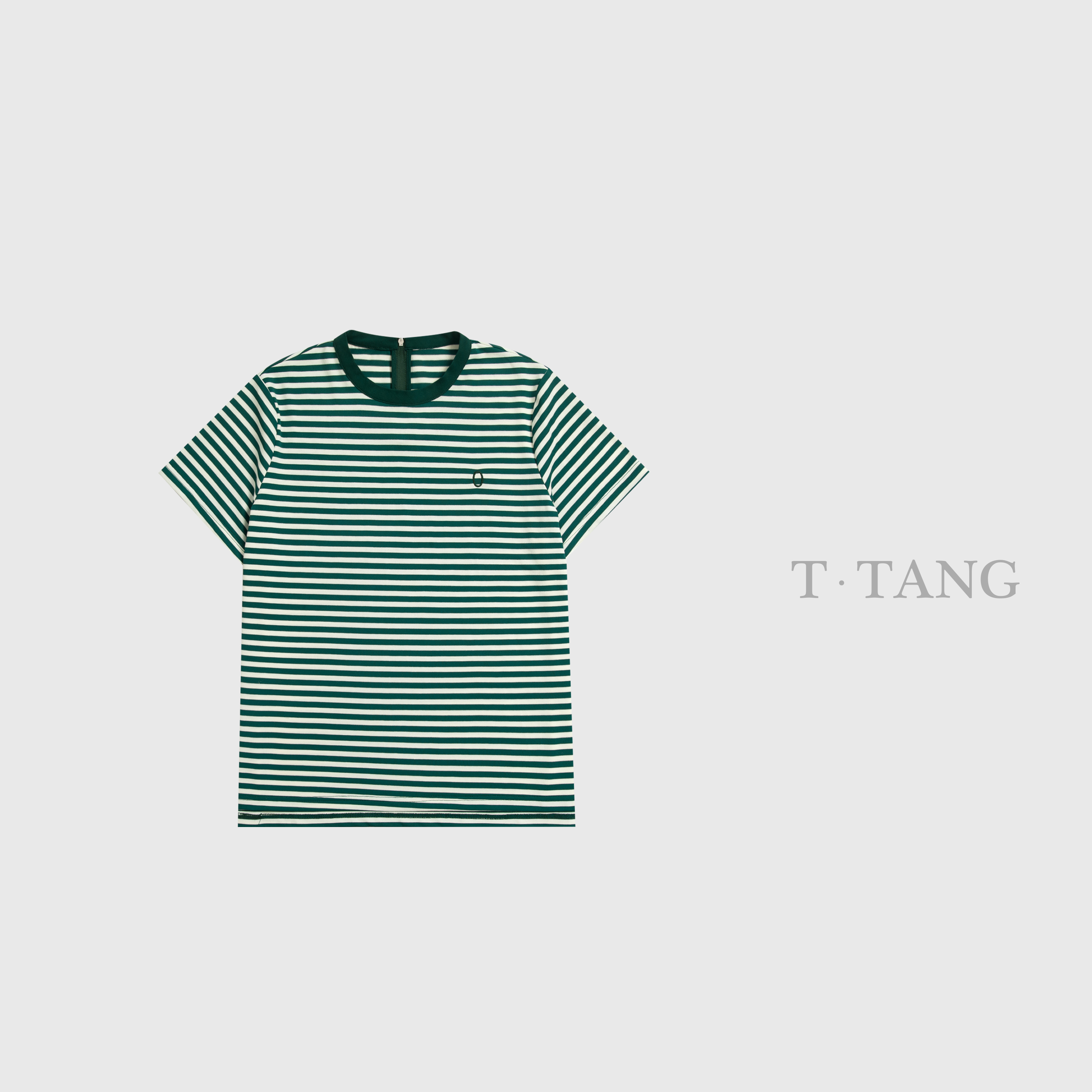 FL夏季180g色织条纹t恤冰麻珠地棉百搭潮流圆O绣花半袖【6326】