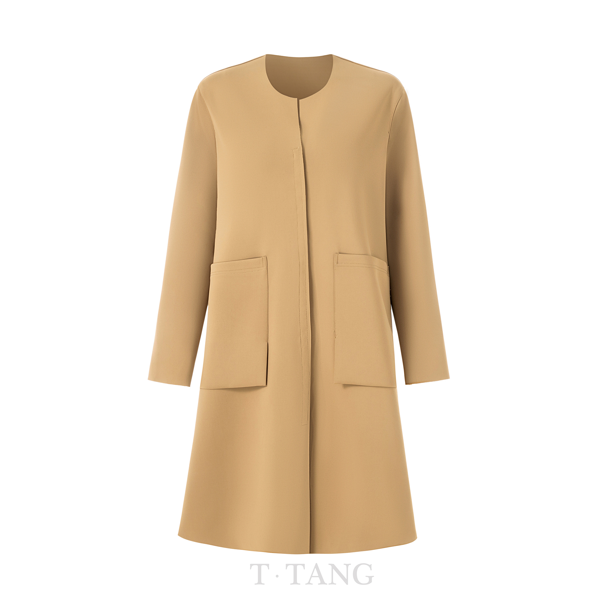 FL长袖圆领纯色女装西装毛呢中长款气质时尚【2201】