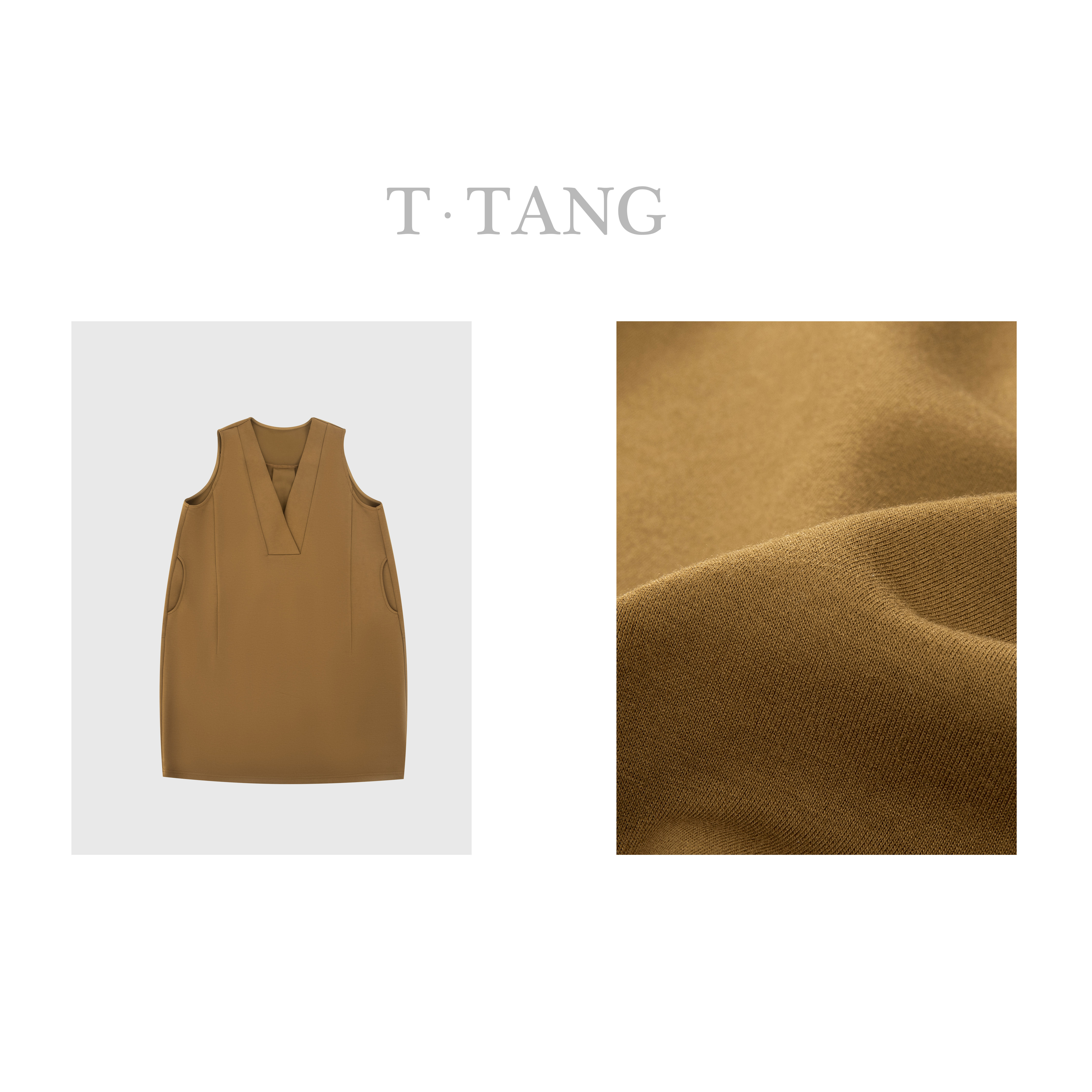 FL春秋季320g人棉空气层气质时尚V领马甲宽松连衣裙【6222】