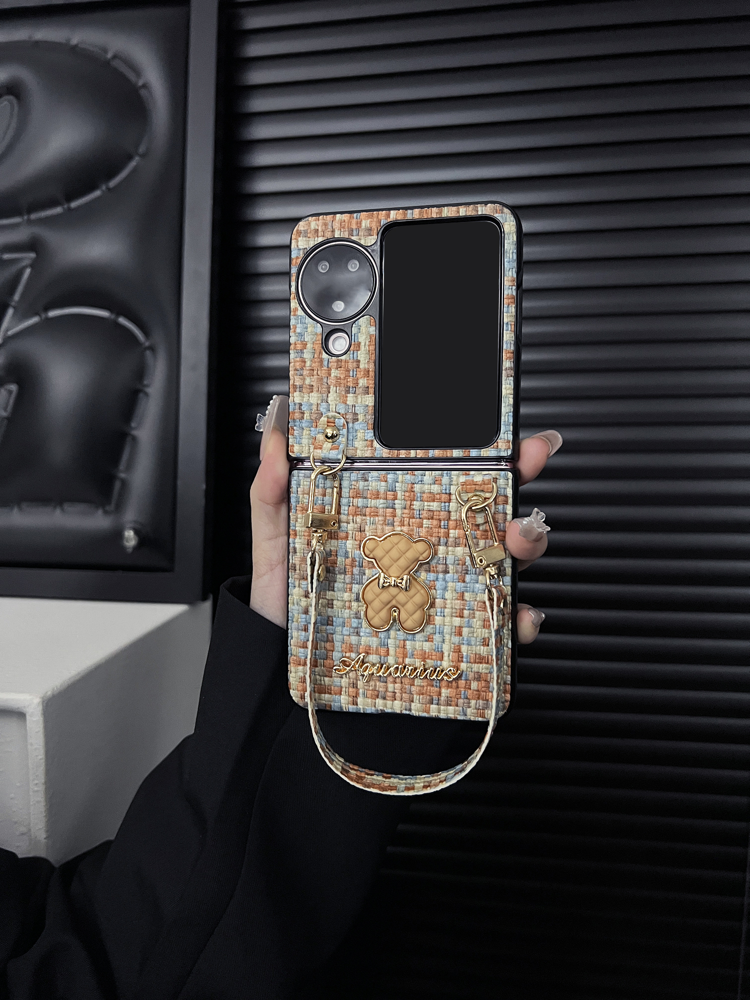 适用oppo n3 flip小香风敦煌撞色折叠屏n3flip高级挂绳手机壳女