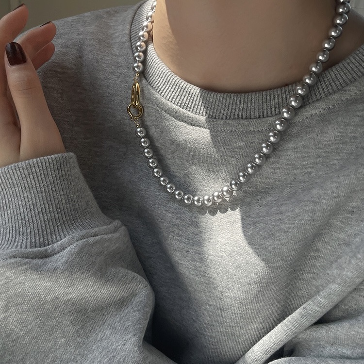 98652（清沧）轻奢真多麻银灰色珠珠百搭时尚项链首饰