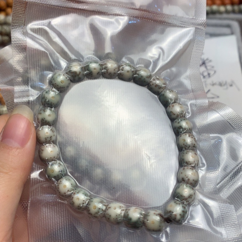 星月菩提单圈9*8石玉料原生态星月菩提手串绕指柔小单圈
