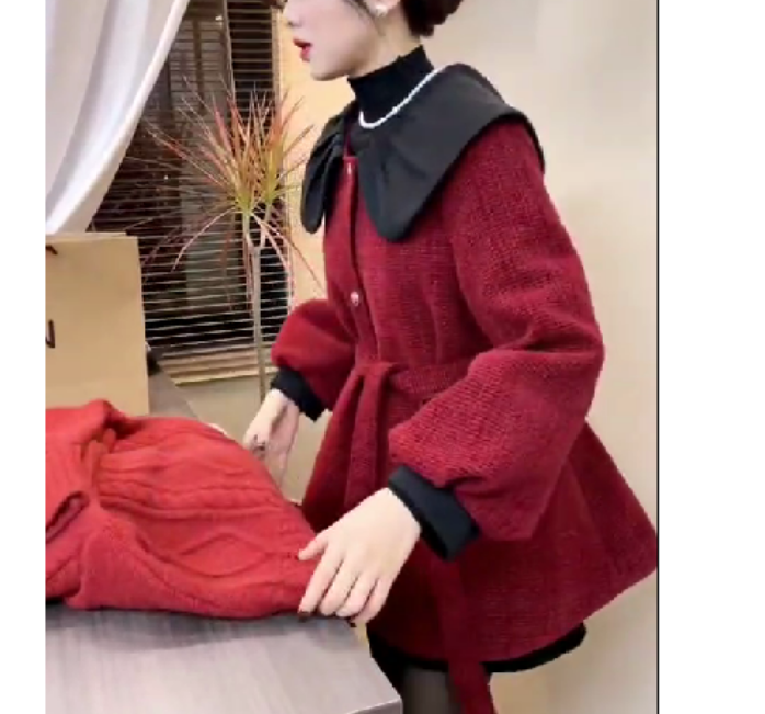 2024冬季新款时尚女装网红靓丽潮流气质洋气纯色洋气外套曼