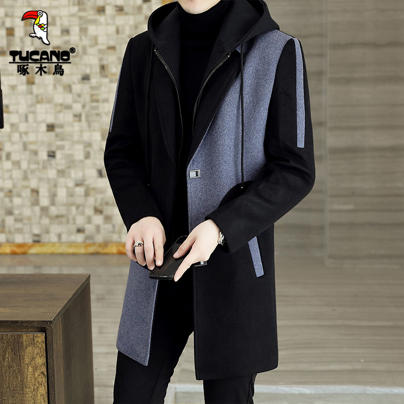 TUCANO/啄木鳥春秋季绵羊毛呢子大衣中长款男士毛呢风衣外套潮流