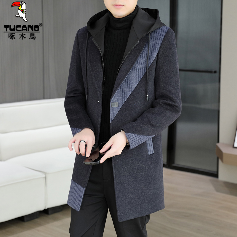 TUCANO/啄木鳥秋冬季绵羊毛呢子大衣男中长款加厚毛呢风衣外套潮