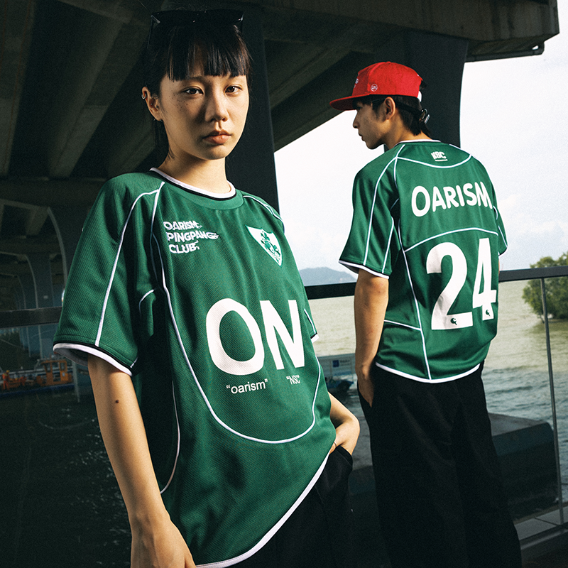oarism 乒乓俱乐部联名nowre球衣修身印花字母透气运动短袖T恤