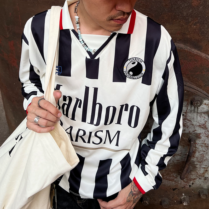 oarism 24AW 万宝路翻领球衣新品男女宽松印花Marlboro长袖polo秋