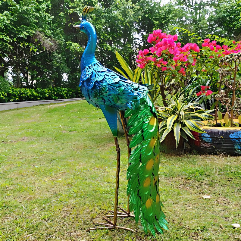 孔雀小夜灯景观灯户外草坪简约时尚全金属彩绘太阳能庭院灯