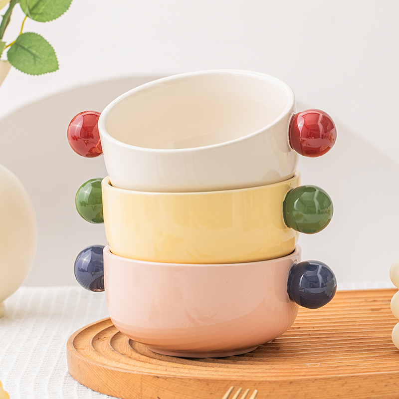 ezicok撞色系列双耳碗圆球碗可爱ins风格