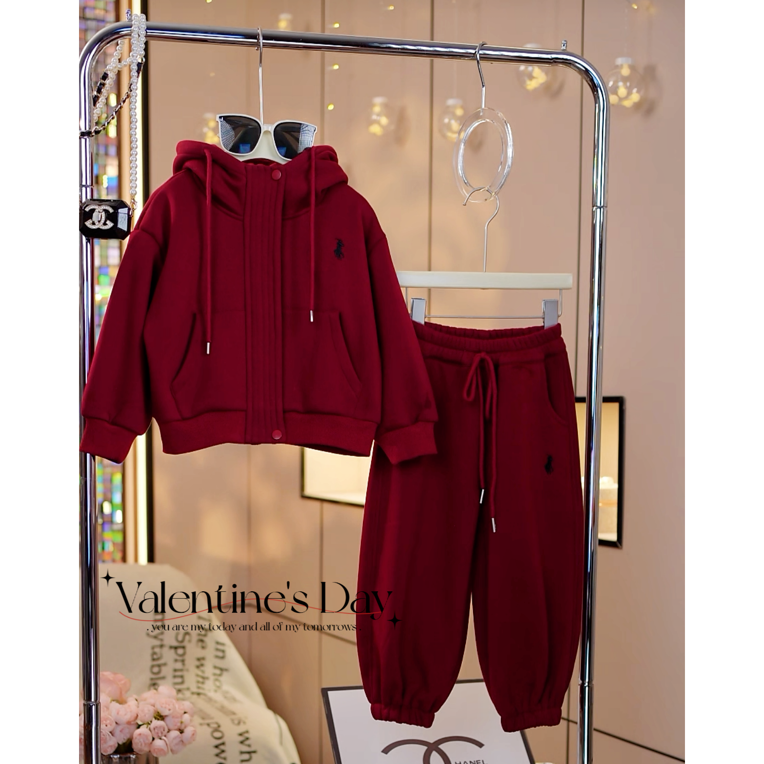 现货-女童秋冬季套装2024新款中大童休闲卫衣加绒套装