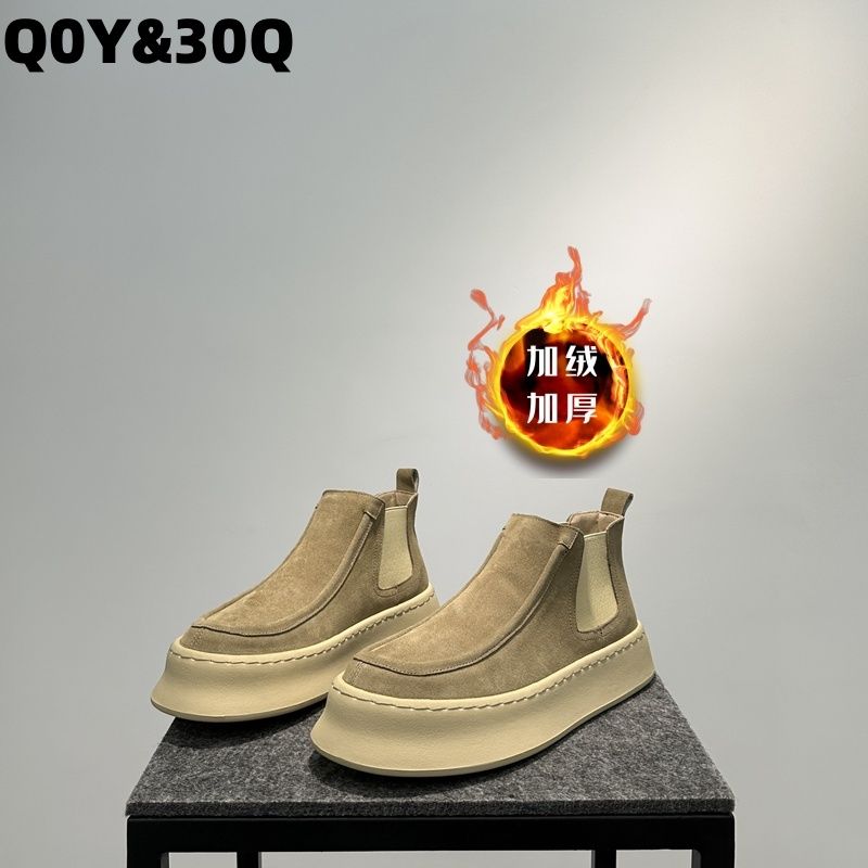 爆款男士切尔西靴2023新款马丁靴百搭潮一脚蹬懒人鞋厚底加绒短靴