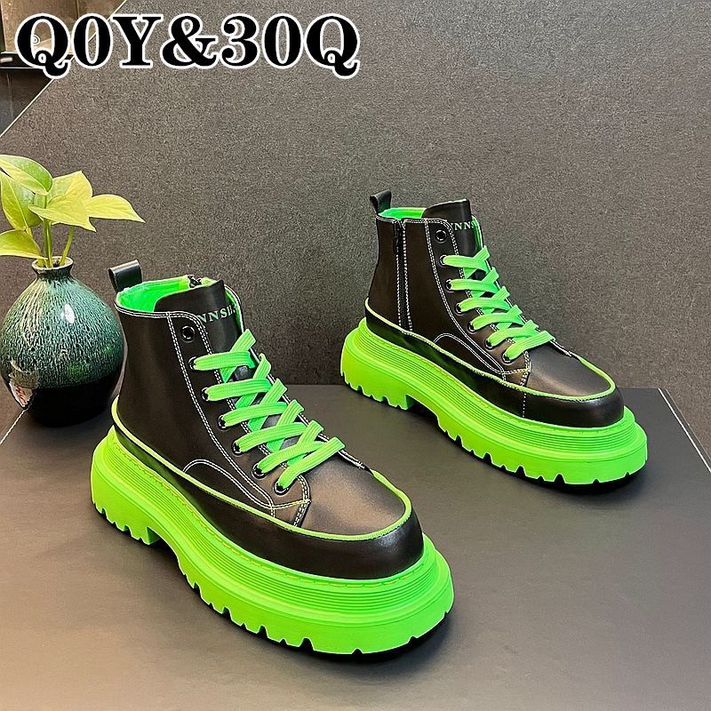 欧洲站厚底马丁靴男鞋2023年秋冬潮流松糕底高帮板鞋男士增高短靴