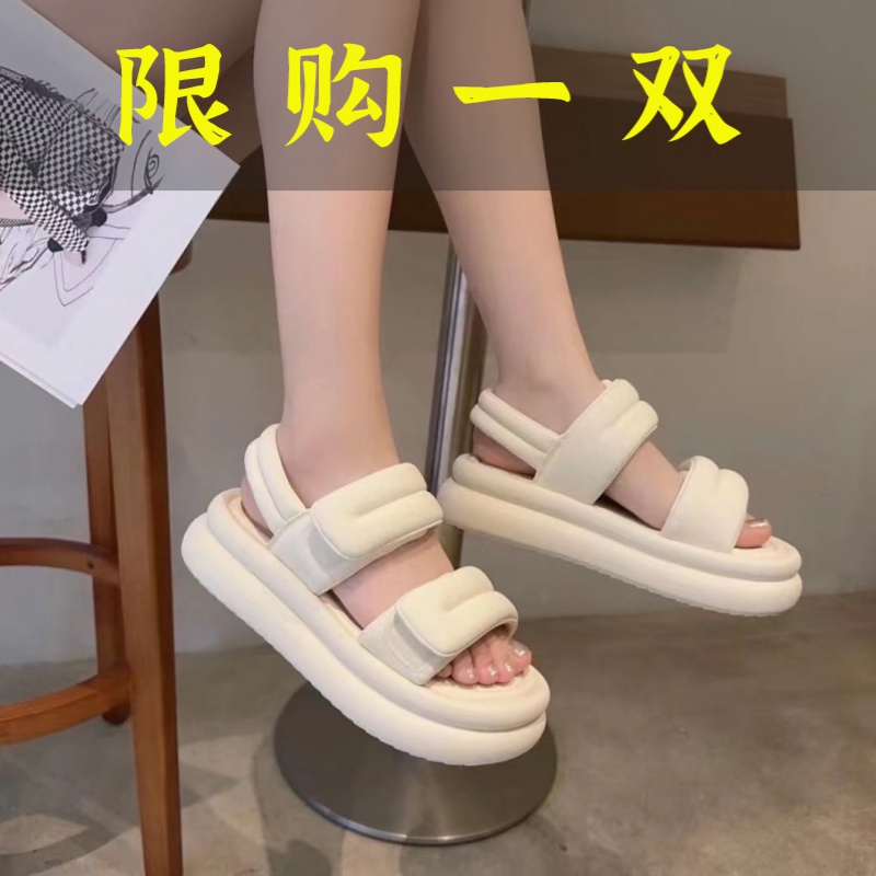 红蜻蜓牌魔术贴凉鞋女2023夏季新款时尚百搭厚底运动休闲沙滩小