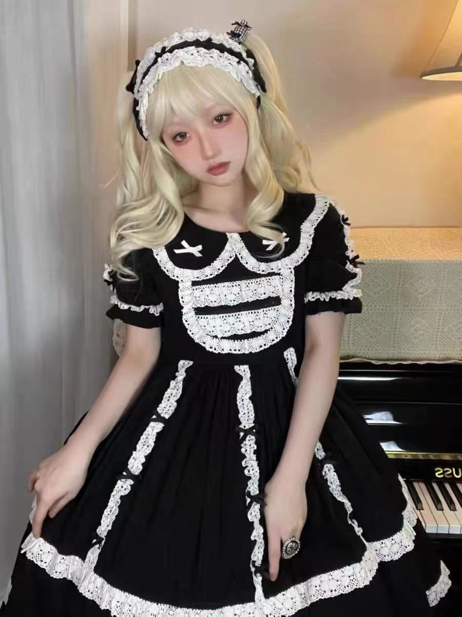 【doll感公主裙】原价200+  原创古早lolita套装黑白日常款 送发带！