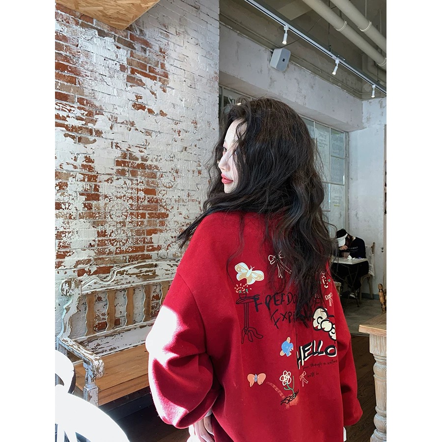 【苏舒童装】2024冬季新款亲子装手绘涂鸦加厚休闲卫衣女童11255