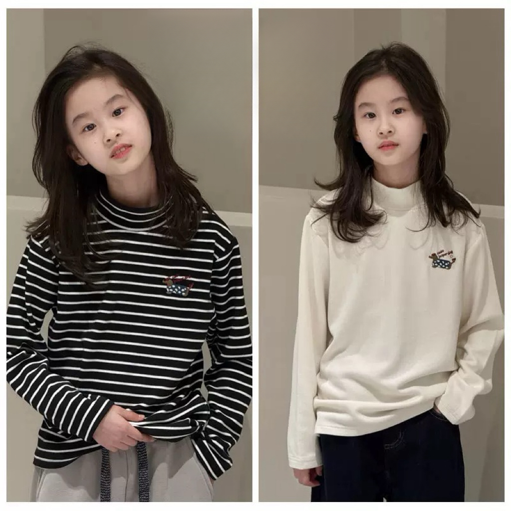 【苏舒童装】2024冬季女童新款长袖保暖打底衫加绒T恤时尚上衣11263