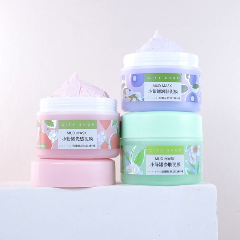 城市小铺 泥膜   涂抹式面膜，保湿皮肤  男女学生 粉罐 绿罐 紫罐