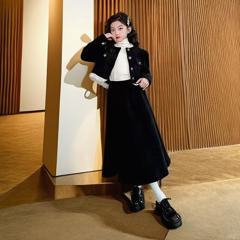 套装女童儿童秋装秋冬款新款洋气公主裙2024半身裙子连衣大童加绒