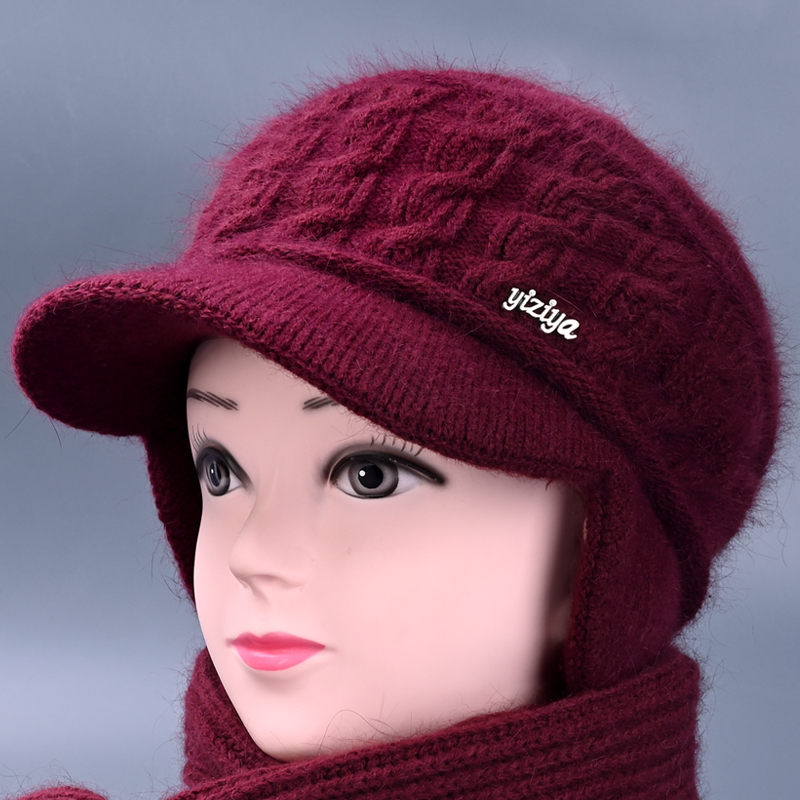 中老年人帽子女秋冬天加绒厚针织帽妈妈奶奶保暖毛线帽老太太棉帽