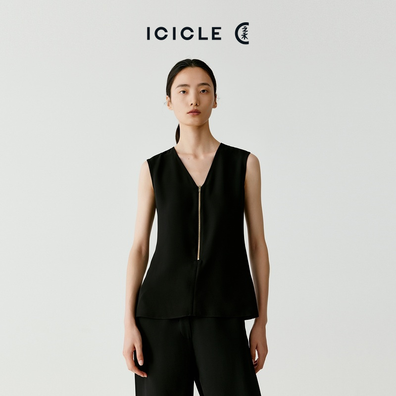 ICICLE之禾女装夏季新款真丝重乔无袖花式上衣
