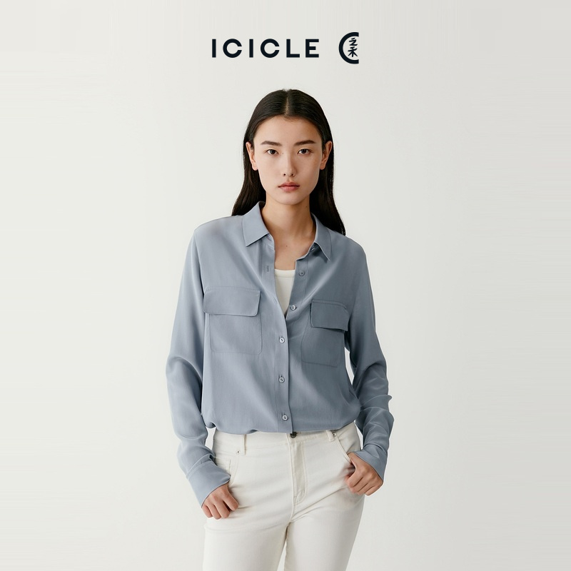 【之禾经典】ICICLE之禾女装真丝双绉长袖衬衫气质时尚百搭通勤0219