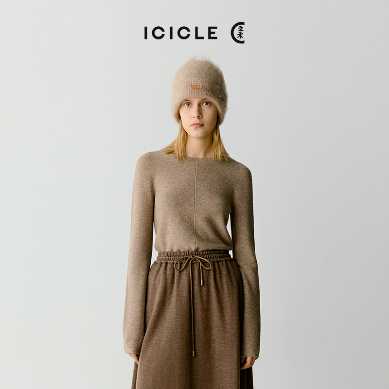 ICICLE之禾女装原色系高级感羊绒套头针织衫1542