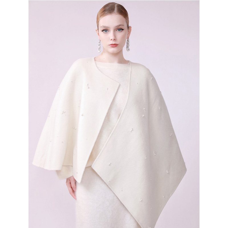 玉兰悠悠秋冬款“高定系列”双面尼斗篷短款冬季新款保暖舒适高级