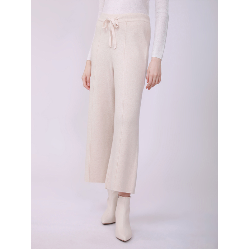 玉兰悠悠2024秋冬款"慵懒随性"全羊毛针织裤显瘦休闲百搭长裤女